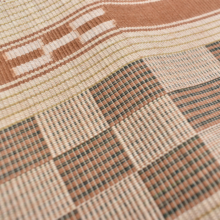 八重山ミンサー 半幅帯 茶色 市松 草木染｜石垣市織物事業協同組合